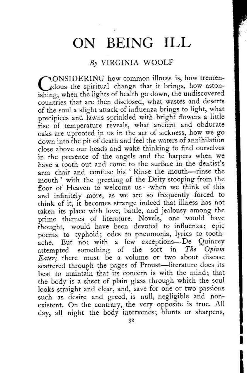 virginia woolf on being ill analysis